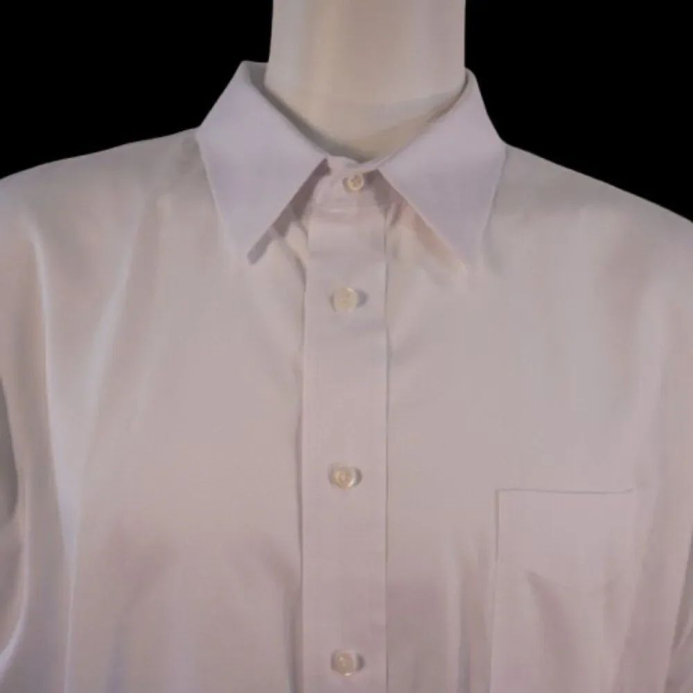 JOS A BANK Traveler Traditional Fit Dress Shirt 18 - 34 White Cotton Long Sleeve